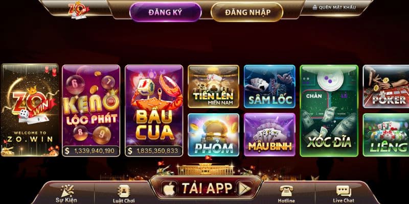 ZOWIN - Cá Cược Hiện Đại Cùng Sân Chơi Uy Tín Hàng Đầu 2025 2 Kho tàng game phong phú, nhiều thể loại